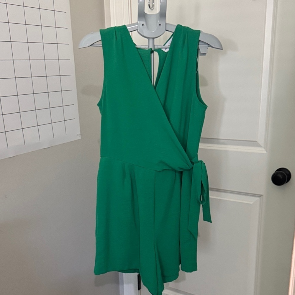 Emma & Michele Asymmetrical Green Dress